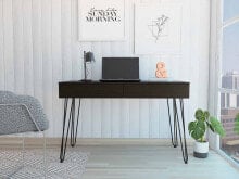 FM FURNITURE oakland Writing Desk with Two Drawers and Hairpin Legs