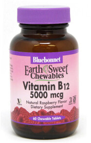 Витамины группы В Bluebonnet Nutrition Vitamin B12 Витамин B12 5000 мкг со вкусом малины 60 жевательных таблеток