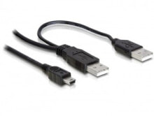 Компьютерные разъемы и переходники deLOCK 2x USB2.0-A male / USB mini 5-pin USB кабель 1 m USB A Mini-USB B Черный 82447