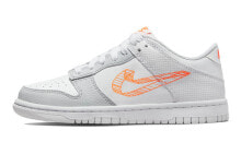 Nike Dunk Low 3D Swoosh 复古休闲 防滑 低帮 板鞋 GS 灰白橙 / Кроссовки Nike Dunk Low 3D Swoosh GS DR0171-100