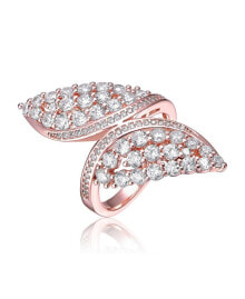 Купить кольца и перстни Rachel Glauber: RA 18K Rose Gold Plated Clear Cubic Zirconia Cluster Wing Ring