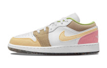 Jordan Air Jordan 1 Low SE 可回收材料 防滑 低帮 复古篮球鞋 GS 白棕色 / Кроссовки Jordan Air Jordan 1 Low SE GS DJ0341-100