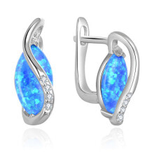 Женские ювелирные серьги Silver earrings with synthetic opals AGUC2607