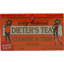 Жиросжигатели Only Natural Dieter's Tea Cleanse And Trim Растительный чай для похудения с апельсиновым вкусом 24 пакетиков