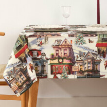 Stain-proof resined tablecloth Belum Christmas City Multicolour 150 x 150 cm