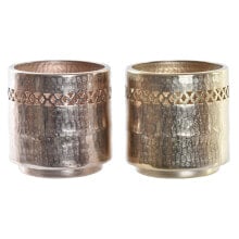 Planter DKD Home Decor Copper Golden Metal Aluminium Die-cutting Arab 17 x 17 x 17 cm (2 Units)
