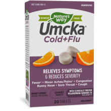 Витамины и БАДы от простуды и гриппа nature's Way Umcka Cold + Flu Orange Гомеопатический апельсиновый комплекс для облегчения симптомов простуды и гриппа 20 жевательных таблеток