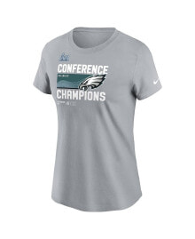 Women's Gray Philadelphia Eagles 2022 NFC Champions Trophy Collection T-shirt