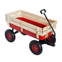 Simplie Fun outdoor Wagon All Terrain Pulling w/Wood Railing Air Tires Children Kid Garden