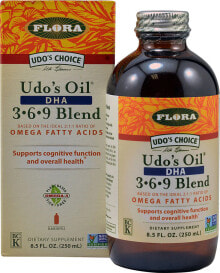 Рыбий жир и Омега 3, 6, 9 Flora Udo's Choice Udo's Oil DHA 3-6-9 Blend  Смесь растительных омега-жирных кислот  250 мл