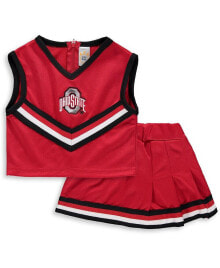 Little King Apparel toddler Girls Scarlet Ohio State Buckeyes Two-Piece Cheer Set