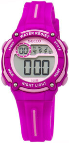 Женские электронные наручные часы с силиконовым чрко розовым ремешком Secco