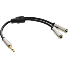 InLine S-99250 аудио кабель 0,15 m 3,5 мм 2 x 3,5 мм Черный, Серебристый