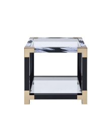 Simplie Fun lafty End Table in White Brushed & Clear Glass 81002