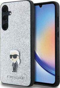 Karl Lagerfeld Etui Karl Lagerfeld KLHCSA55GCNPSG Samsung Galaxy A55 hardcase Fixed Glitter Choupette Logo Metal Pin srebrny/silver