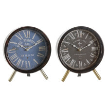 Table clock DKD Home Decor Blue Black Multicolour Metal Crystal Vintage 20,5 x 5 x 24 cm (2 Units)