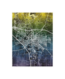 Trademark Global michael Tompsett Iowa City Map Blue Yellow Canvas Art - 37