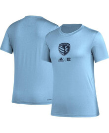 adidas women's Light Blue Sporting Kansas City AEROREADY Club Icon T-shirt