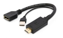 A-HDMIM-DPF-01 - 0.1 m - HDMI Type A (Standard) - DisplayPort + USB Type-A - Male - Female - Straight