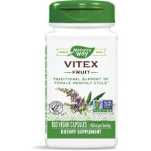 Витамины и БАДы для укрепления иммунитета Nature's Way Vitex Fruit Плоды витекса для женского здоровья 400 мг, 100 веганских капсул