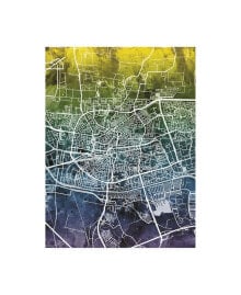 Trademark Global michael Tompsett Leeuwarden Netherlands City Map Blue Yellow Canvas Art - 36.5