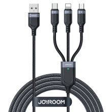 Купить компьютерные кабели и коннекторы joyroom: 3w1 Kabel przewód USB Multi-Use Series do Lightning USB-C micro USB 30cm czarny