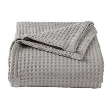 Market & Place 100% Cotton Waffle Weave Bed Blanket Full/Queen Light Grey