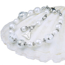 Браслеты Элегантный браслет White Lace с жемчугом Lampglas и чистым серебром BP1