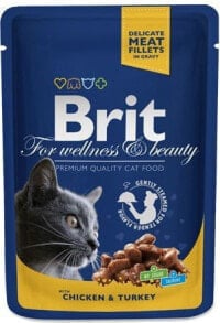Влажные корма для кошек Влажный корм для кошек Brit Premium, кусочки с разными вкусами, 12 х 100 г