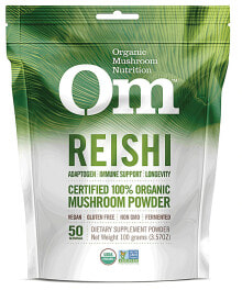 Грибы oM Reishi Mushroom Powder Органический безглютеновый порошок из грибов рейши для иммунной поддержки 100 г - 50 порций