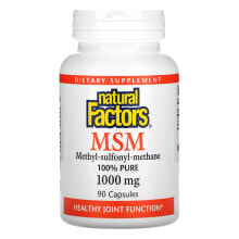 Глюкозамин, Хондроитин, МСМ natural Factors, МСМ, 1000 мг, 90 капсул