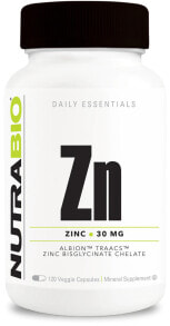 Цинк nutraBio Zinc Bisglycinate Chelate Хелат  цинка 30 мг  120 Растительных капсул