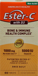 Витамин С American Health Ester-C with D3 Витамин С с комплексом D3 для костей и иммунитета  60 таблеток