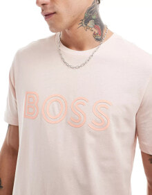 Купить мужские футболки и майки BOSS Green: BOSS GREEN tee 1 t-shirt in light orange with tonal logo print