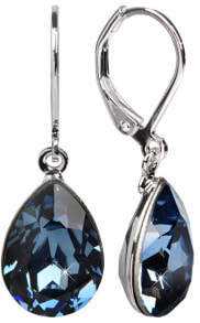 Ювелирные серьги Elegant earrings with Pear Denim Blue crystals