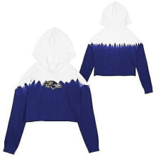 NFL Baltimore Ravens Girls' Crop Hooded Sweatshirt - S