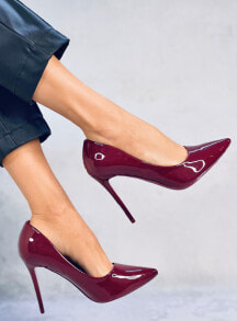 Красные женские туфли на каблуке obuwie damskie (Обуви Дамски)