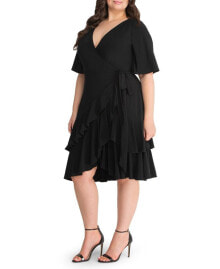 Kiyonna women's Plus size Miranda Ruffle Wrap Dress