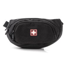 Мужские поясные сумки Мужская поясная сумка текстильная черная повседневная Sachet, hip bag Swissbags Luzern 76212