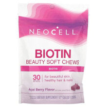 Biotin neoCell, Biotin Bursts, вкус ягод асаи, 10 000 мкг, 30 жевательных таблеток
