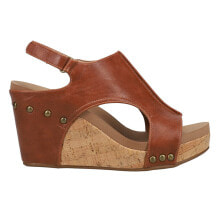 Купить коричневые женские сандалии Corkys: Corkys Tiffanee Studded Wedge Womens Brown Casual Sandals 41-0266-WHSK