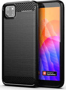 Hurtel Carbon Case elastyczne etui pokrowiec Huawei Y5p czarny uniwersalny