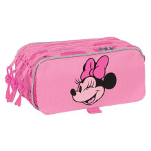 SAFTA Large Triple Minnie Mouse Loving Pencil Case