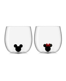 JoyJolt mickey Minnie Icon Short Drinking Glass, Set of 2