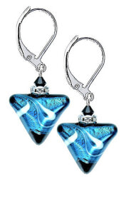Ювелирные серьги Půvabné náušnice Sea Wave Triangle s ryzím stříbrem v perlách Lampglas ETA12