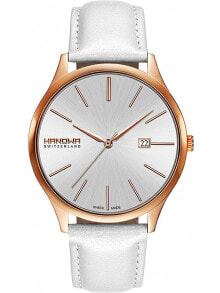 Женские наручные часы женские часы аналоговые круглые белый кожаный браслет Hanowa