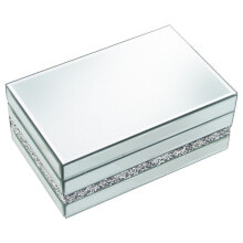 Jewelry box Alexandra House Living Grey Crystal Mirror 22 x 9 x 14 cm