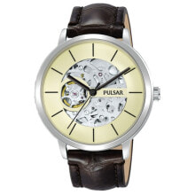 Мужские наручные часы с ремешком Мужские наручные часы с коричневым кожаным ремешком Pulsar P8A005X1 ( 42 mm)