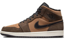 Jordan Air Jordan 1 mid se dark chocolate 耐磨 中帮 复古篮球鞋 男款 深巧克力色 / Кроссовки Jordan Air Jordan 1 mid se dark chocolate DC7294-200