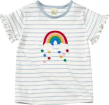 T-Shirt mit Regenbogen-Motiv, blau & weiß, Gr. 140, 1 St